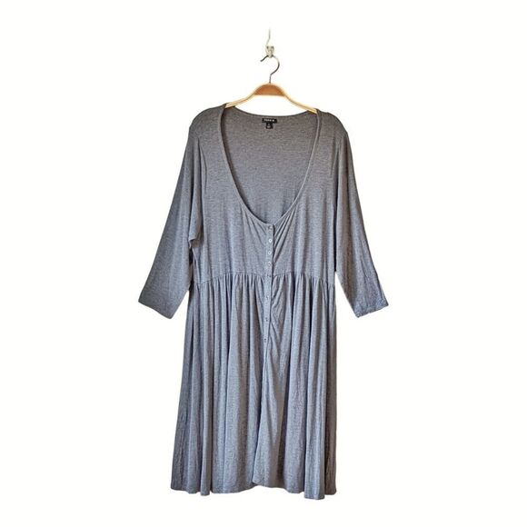 Torrid Jersey Knit Button Front Plus Size Tee Shirt Dress Sz 1 Gray‎ Normcore - Picture 2 of 9